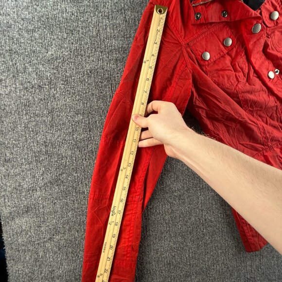 Barbour International Avonmouth Waxed Jacket Women Full Zip Red Size 4 USA Lined - Picture 10 of 16